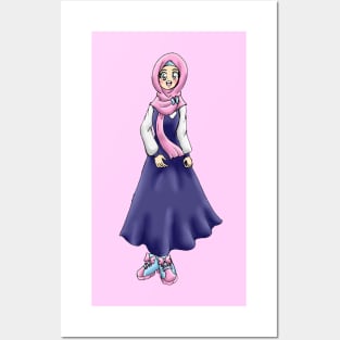 ANIME HIJAB GIRL SCHOOL UNIFORM Posters and Art